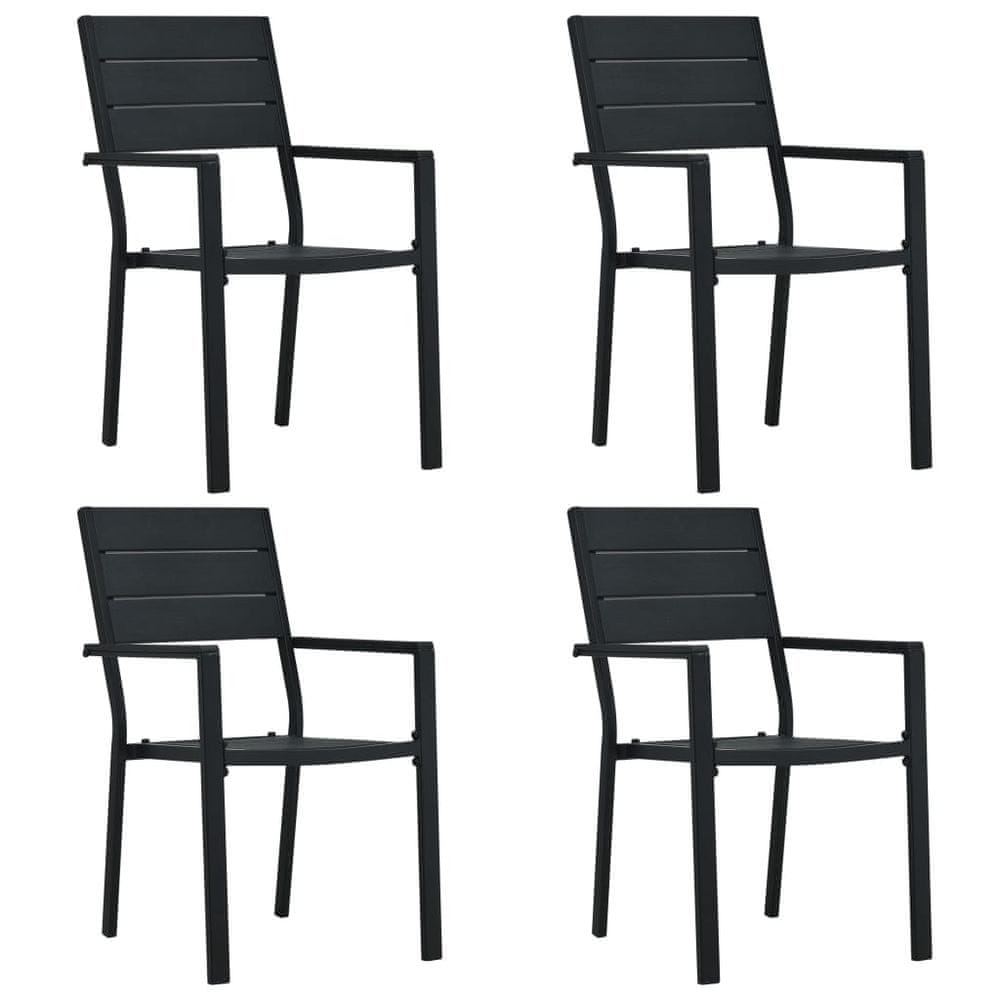 Petromila vidaXL Záhradné stoličky 4 ks čierne HDPE drevený vzhľad