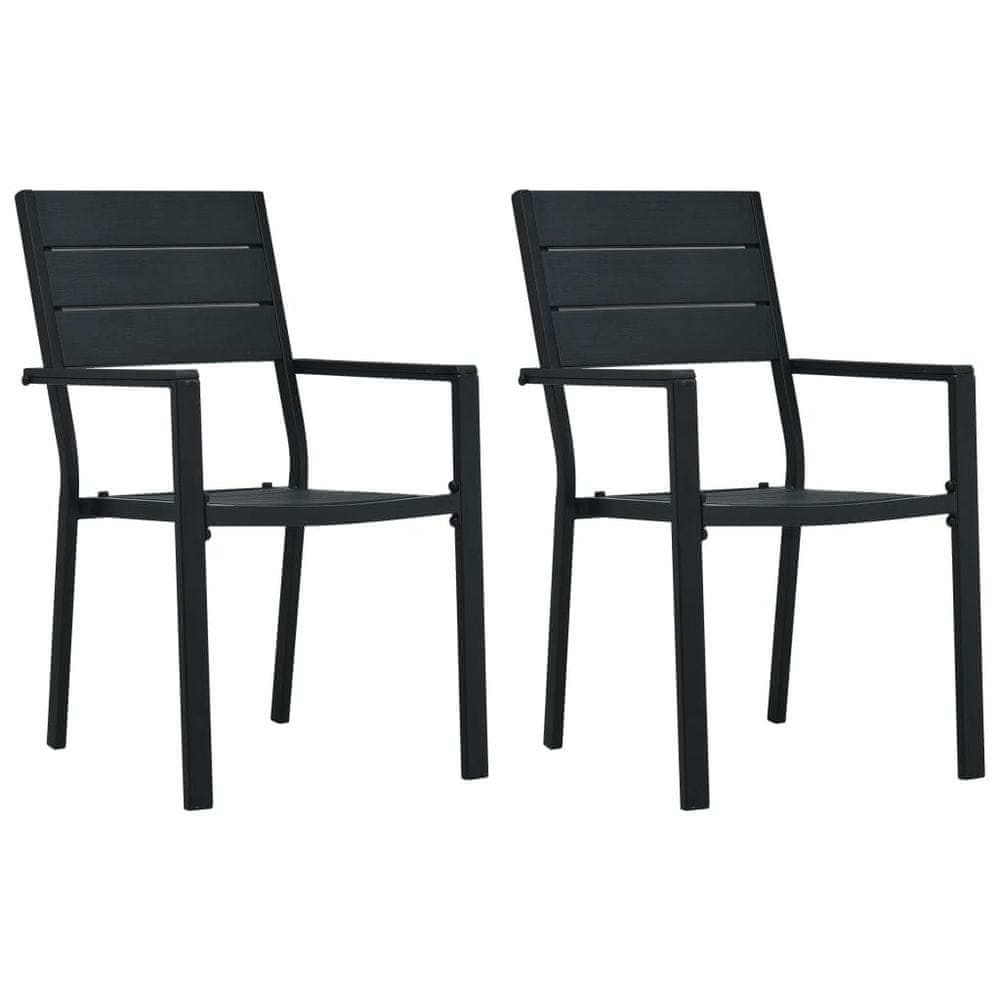 Petromila vidaXL Záhradné stoličky 2 ks, čierne, HDPE, drevený vzhľad