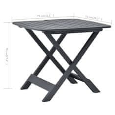Petromila vidaXL Skladací záhradný stôl antracitový 79x72x70 cm plastový