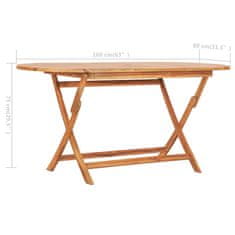 Petromila vidaXL Skladací záhradný stôl 160x80x75 cm, tíkový masív