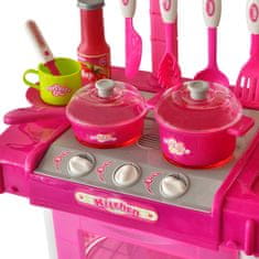 Vidaxl Detská kuchynka na hranie, ružová, svetelné a zvukové efekty