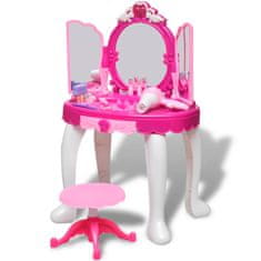 Vidaxl Detský toaletný stolík s 3 zrkadlami a svetelnými/zvukovými efektmi