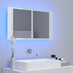 Vidaxl LED kúpeľňová zrkadlová skrinka lesklá biela 80x12x45 cm