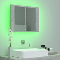Vidaxl LED kúpeľňová zrkadlová skrinka betónová sivá 60x12x45 cm akryl
