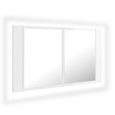 Vidaxl LED kúpeľňová zrkadlová skrinka lesklá biela 80x12x45 cm