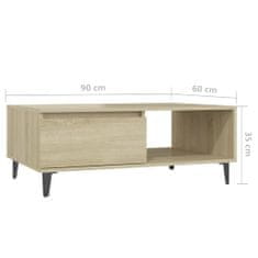 Vidaxl Konferenčný stolík dub sonoma 90x60x35 cm drevotrieska