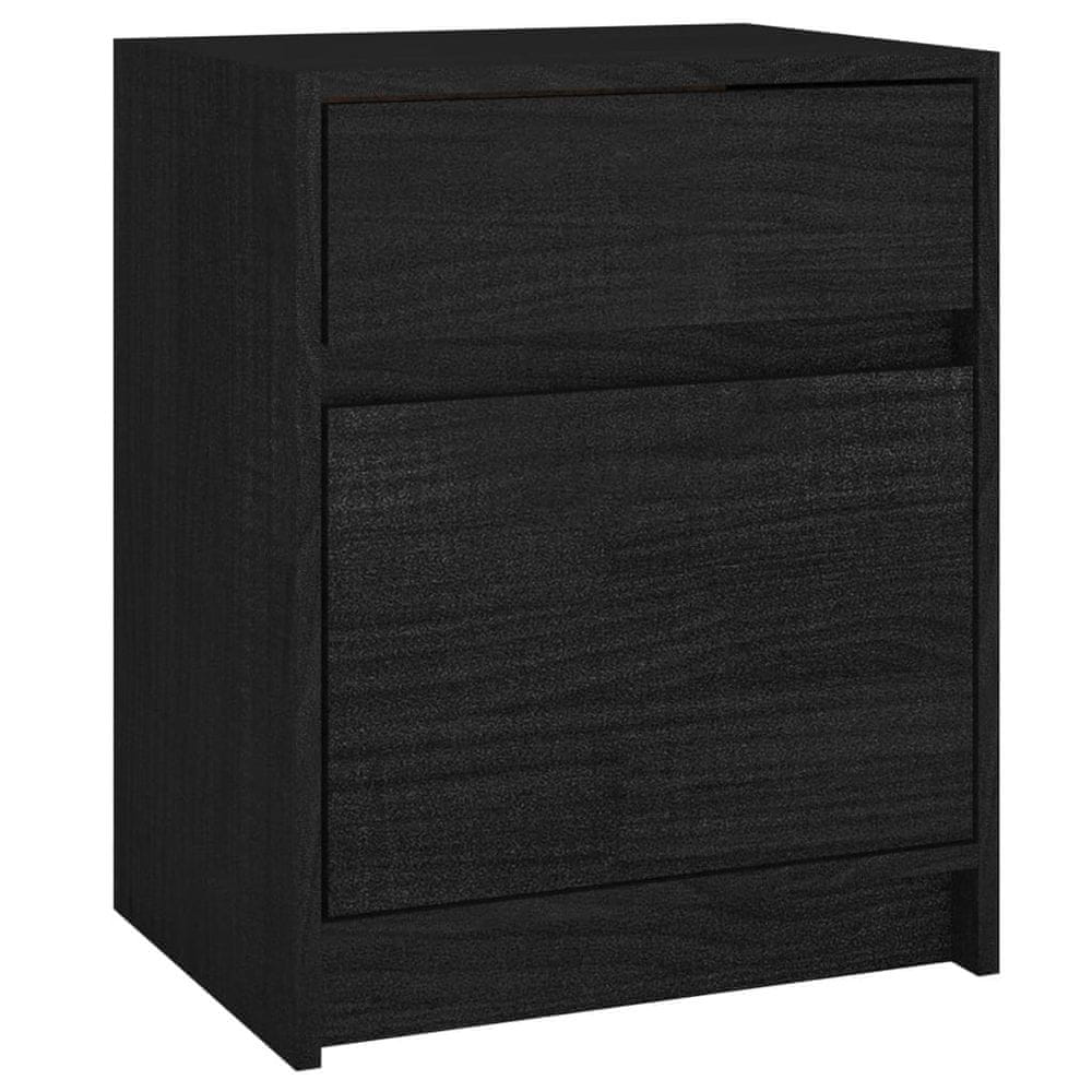Vidaxl Nočný stolík čierny 40x31x50 cm borovicový masív