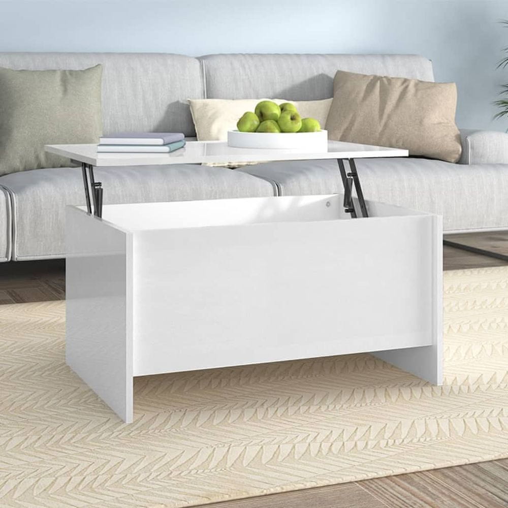 Petromila vidaXL Konferenčný stolík lesklý biely 80x55,5x41,5cm spracované drevo