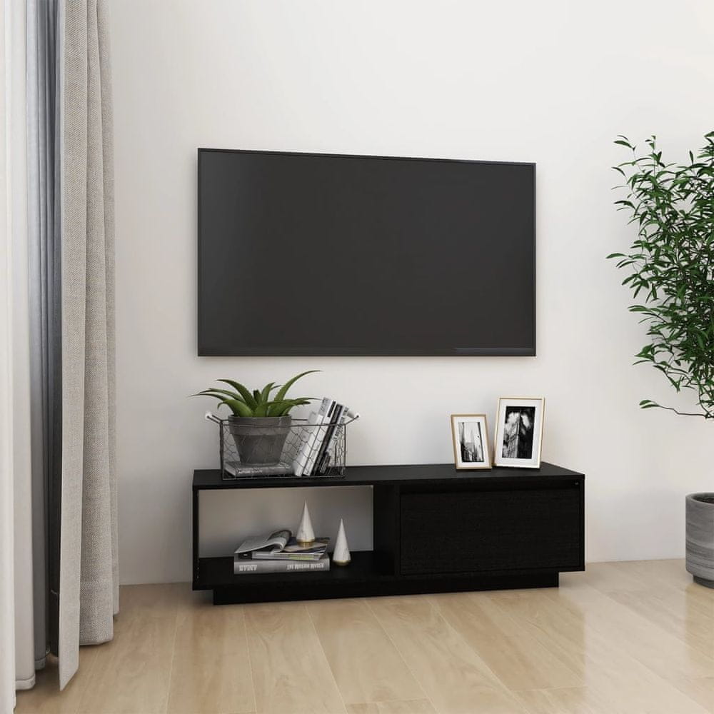 Vidaxl TV skrinka čierna 110x30x33,5 cm borovicový masív