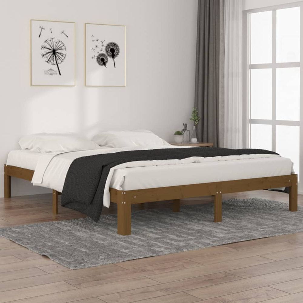 Vidaxl Rám postele, medovo hnedý, masívne borovicové drevo, 160 x 200 cm