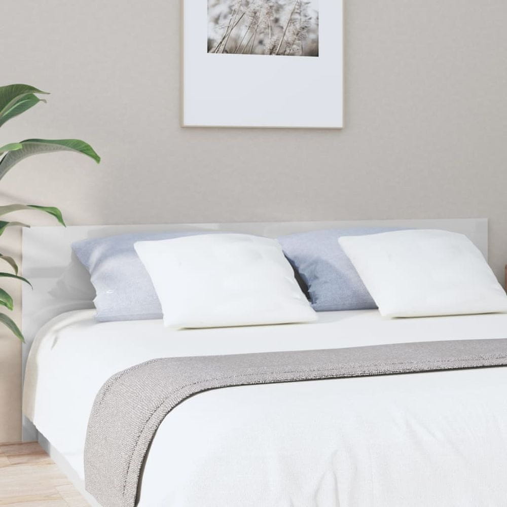 Vidaxl Čelo postele, lesklá biela, 200x1,5x80 cm