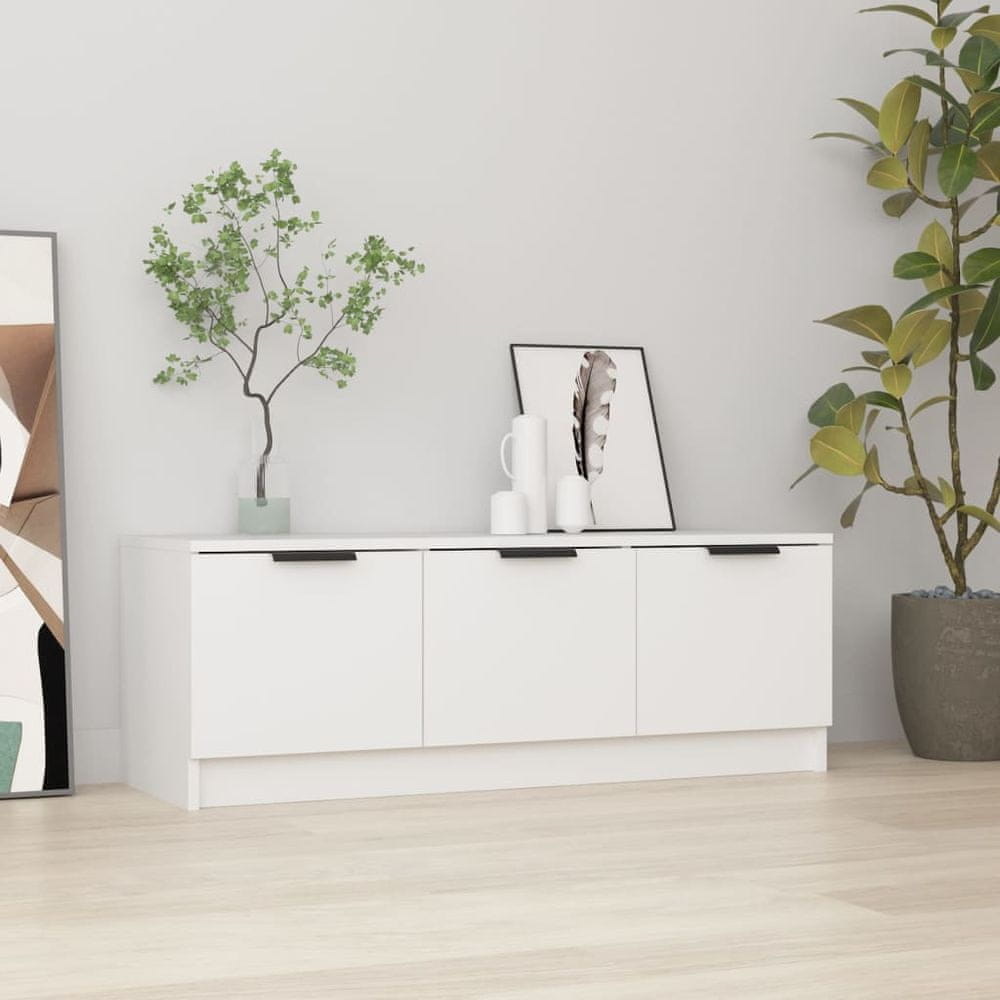Vidaxl TV stolík biely 102x35x36,5 cm spracované drevo