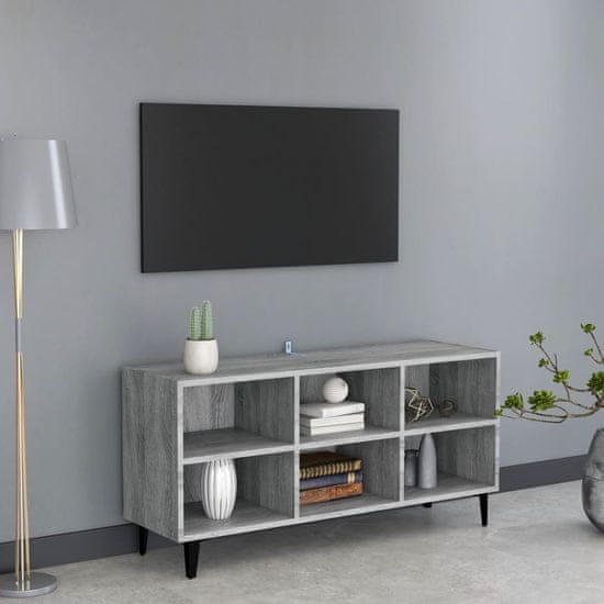 Vidaxl TV skrinka, kovové nožičky, dub sonoma sivá, 103,5x30x50 cm