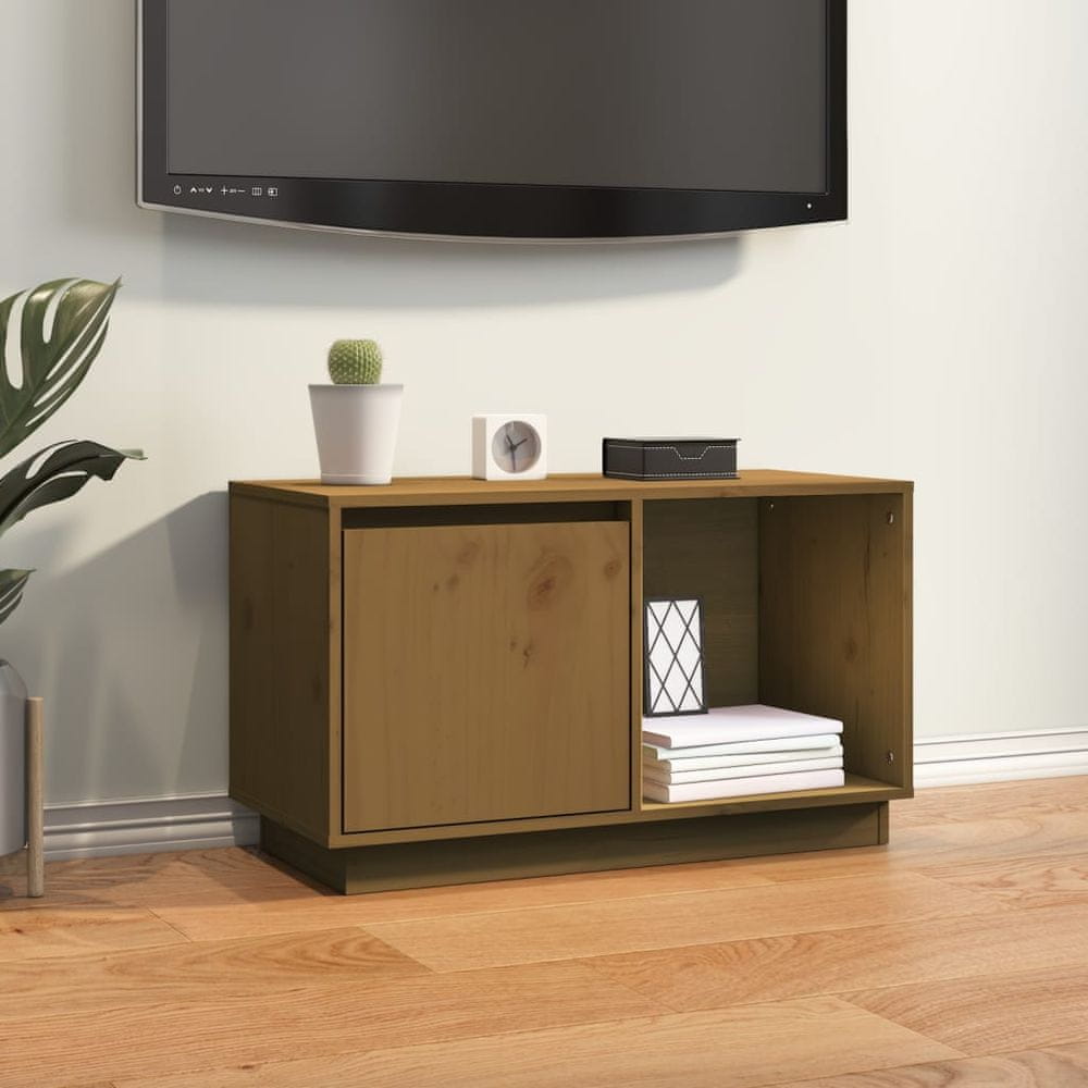 Vidaxl TV skrinka medovo-hnedá 74x35x44 cm masívna borovica