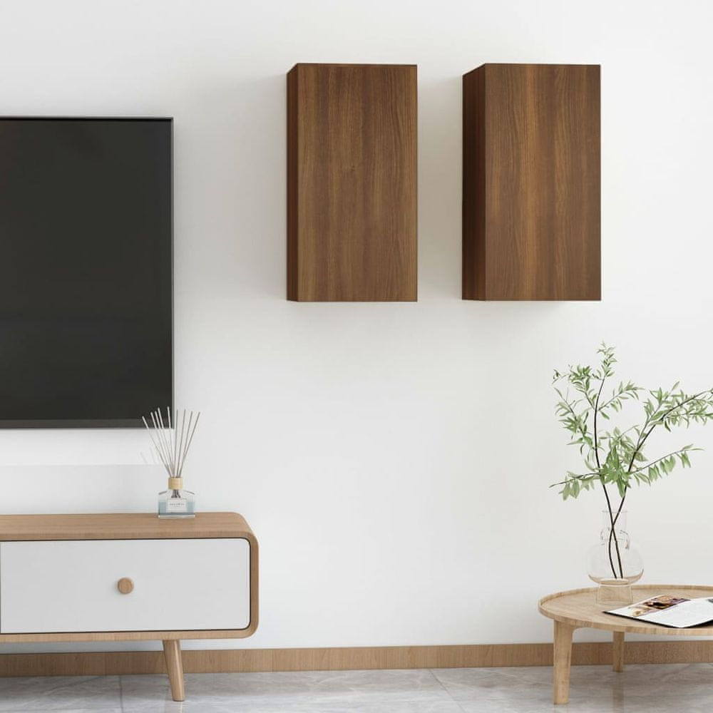 Vidaxl TV stolíky 2 ks hnedý dub 30,5x30x60 cm spracované drevo