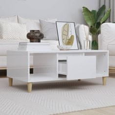 Vidaxl Konferenčný stolík lesklý biely 90x50x36,5 cm spracované drevo