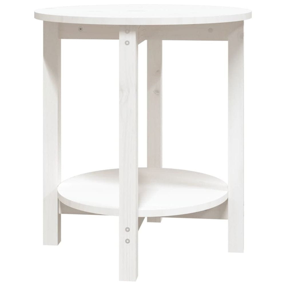 Vidaxl Konferenčný stolík biely Ø 55x60 cm borovicový masív
