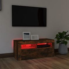 shumee TV skrinka s LED svetlami dymový dub 90x35x40 cm