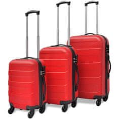 Vidaxl Sada troch červených cestovných kufrov na kolieskach