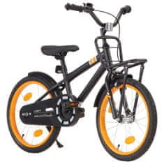 Petromila vidaXL Detský bicykel s predným nosičom, 18-palcový, čierno oranžový