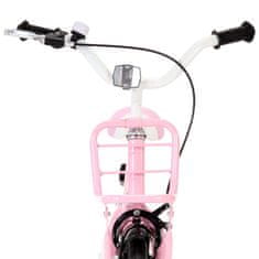 Vidaxl Detský bicykel s predným nosičom 16 palcový biely a ružový