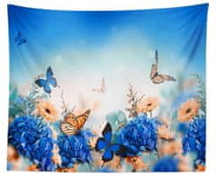 EXCELLENT Dekoratívna tapiséria 150x100 cm - Modré kvety s motýľom