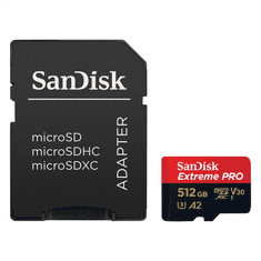 SanDisk Extreme PRO microSDXC 512GB + SD adaptér 200MB/s a 140MB/s A2 C10 V30 UHS-I U3