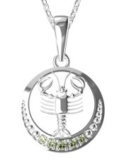 A-B A-B Znamenie zverokruhu Rak Strieborný prívesok s 5 drahokamami moldavitu striebro 925/1000 jw-AGV1051-07