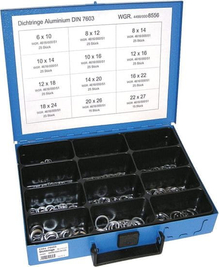 Dresselhaus Tesniace krúžky hliníkové DIN 7603 6x10-22x27, sada 280 ks v kufri
