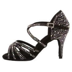 Burtan Dance Shoes Tanečné topánky Vysoké podpätky latino zirkóny čierna 8,5 cm, 35