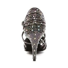 Burtan Dance Shoes Tanečné topánky Vysoké podpätky latino zirkóny čierna 8,5 cm, 35