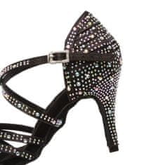 Burtan Dance Shoes Tanečné topánky Vysoké podpätky latino zirkóny čierna 8,5 cm, 36