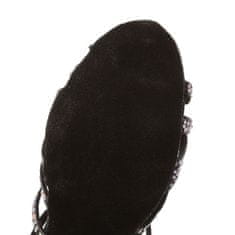 Burtan Dance Shoes Tanečné topánky Vysoké podpätky latino zirkóny čierna 8,5 cm, 37
