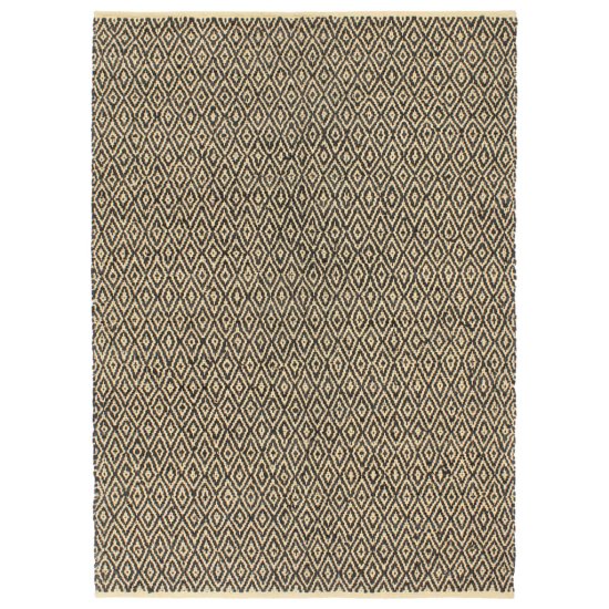 Vidaxl Ručne tkaný Chindi koberec čierny 190x280 cm kožený a bavlnený