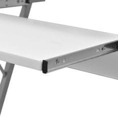 Vidaxl Biely počítačový stôl s vysúvacou doskou pre klávesnicu a miš