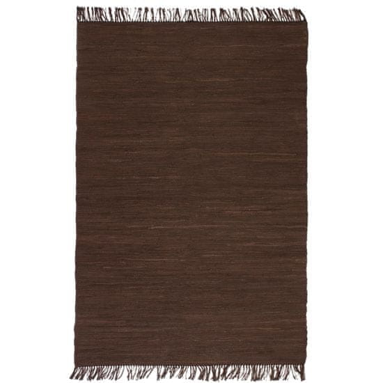 Vidaxl Ručne tkaný koberec Chindi, bavlna 200x290 cm, hnedý