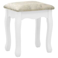 Vidaxl Toaletný stolík so stoličkou, biely 75x69x140 cm, paulovnia