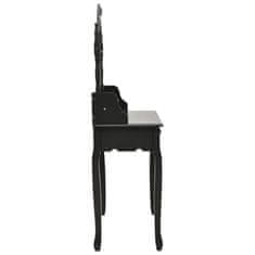 Vidaxl Toaletný stolík so stoličkou, čierny 75x69x140 cm, paulovnia