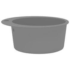 Vidaxl Granitový kuchynský drez s jednou vaničkou, okrúhly, sivý