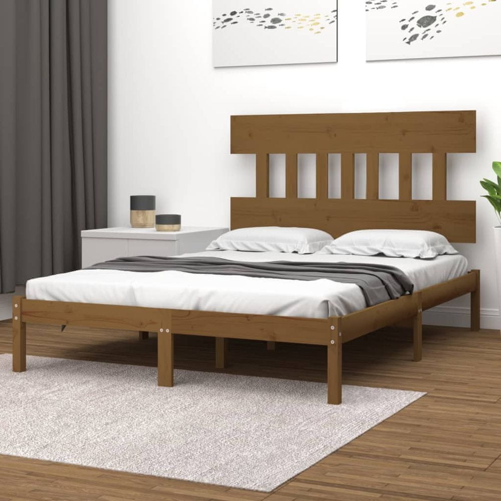 Vidaxl Rám postele, medovo hnedý, masívne drevo, 120x190 cm, dvojlôžko