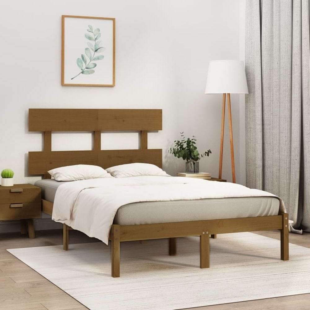 Vidaxl Rám postele, medovo hnedý, masívne drevo, 120x190 cm, 4FT, dvojlôžko