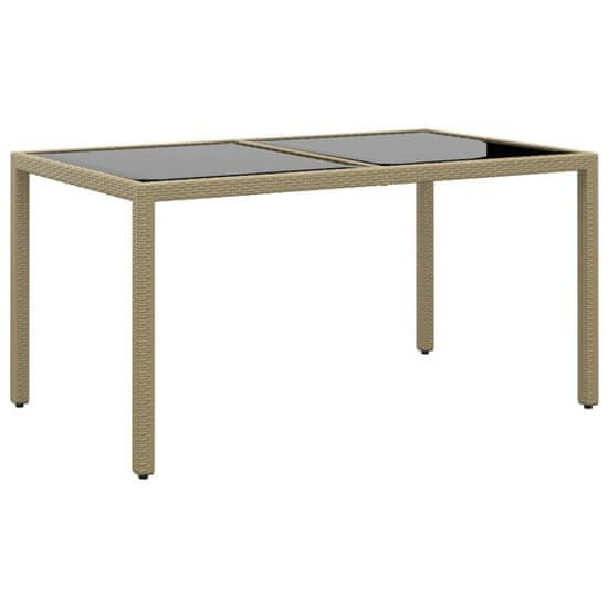Vidaxl Záhradný stôl 150x90x75 cm tvrdené sklo a polyratan