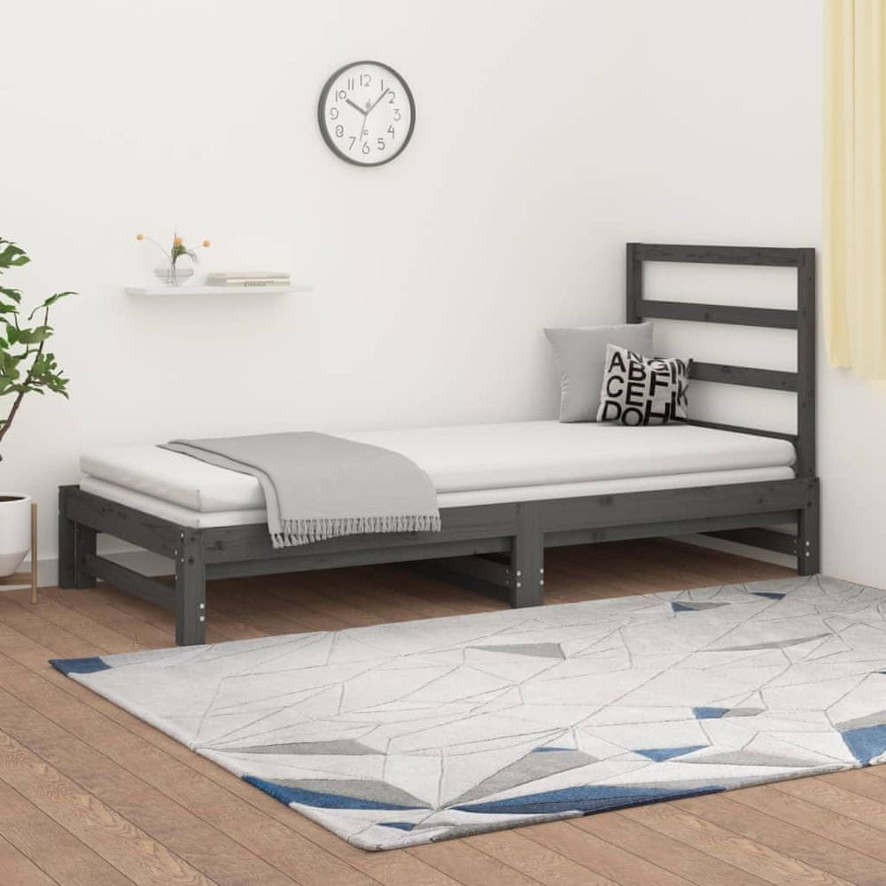 Petromila vidaXL Rozkladacia denná posteľ sivá 2x(90x200) cm borovicový masív
