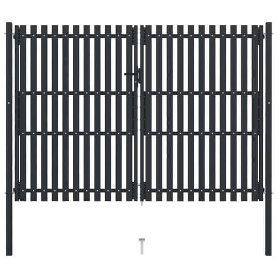 Vidaxl Dvojkrídlová plotová brána, oceľ 306x250 cm, antracitová