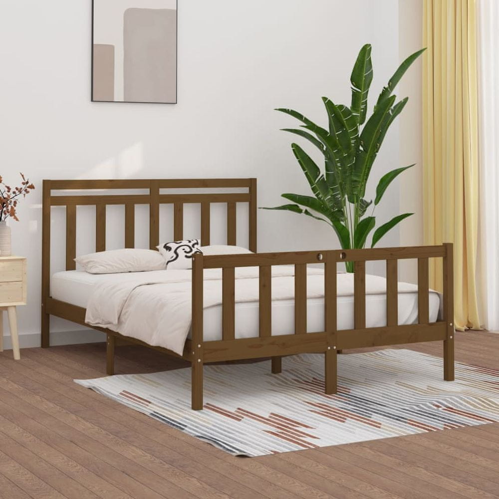 Vidaxl Rám postele, medovo hnedý, borovicové drevo, 150x200 cm, veľkosť King Size
