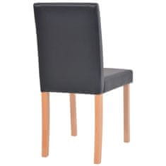 Vidaxl Jedálenský stôl a stoličky, 7 ks, umelá koža a dubové drevo, čierne
