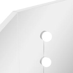 Vidaxl Rohový toaletný stolík make-up stolík s LED osvetlením biely