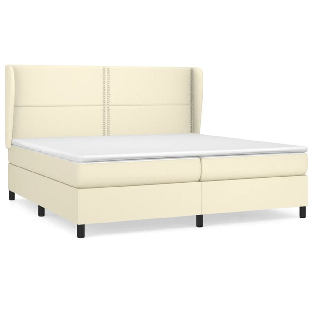 Vidaxl Boxspring posteľ s matracom krémová 200x200 cm umelá koža