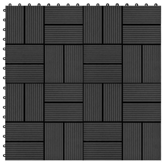 Vidaxl Podlahové dlaždice 22 ks, 30x30 cm, 2 m2, WPC, čierne