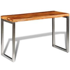 Vidaxl Kancelársky/kuchynský stôl z dreveného masívu sheesham, oceľové nohy